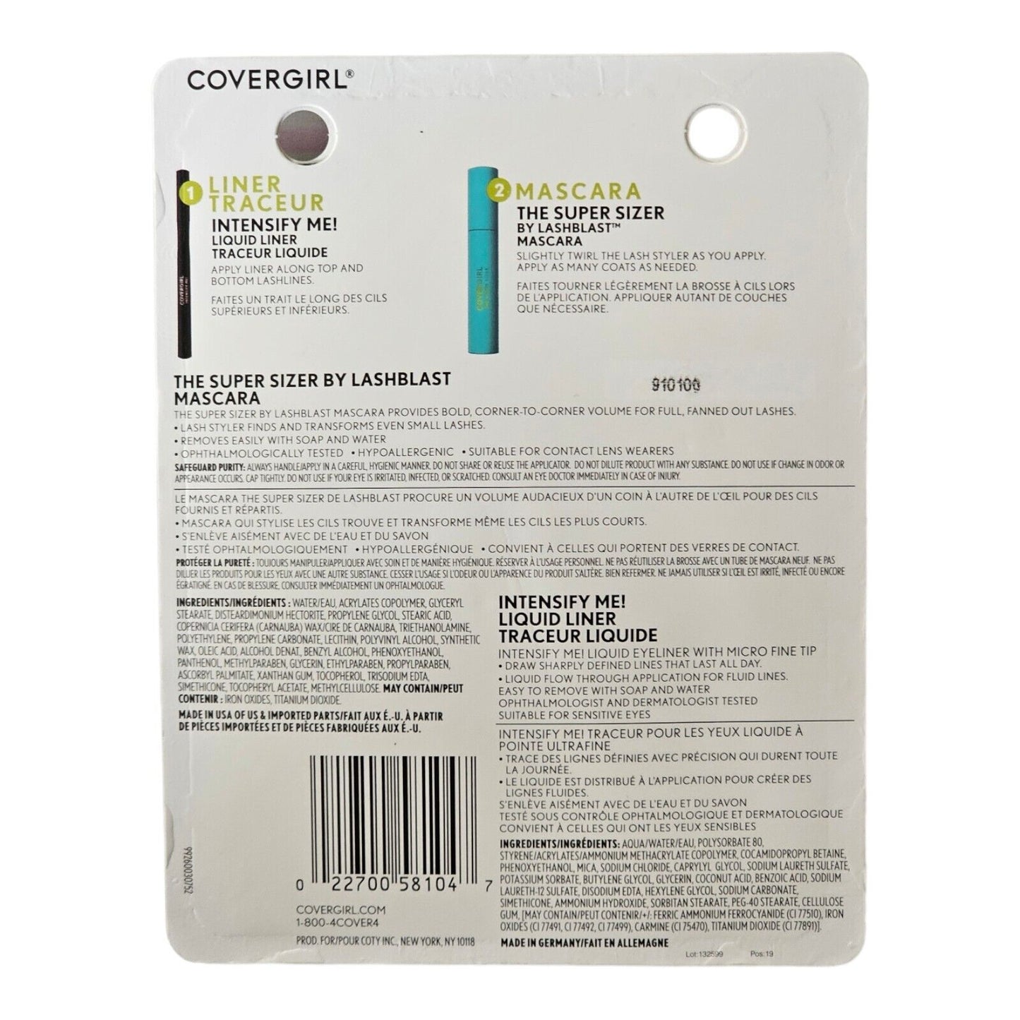 COVERGIRL The Super Sizer Mascara,Very Black 800+ Intensify Me! Liquid Eyeliner,