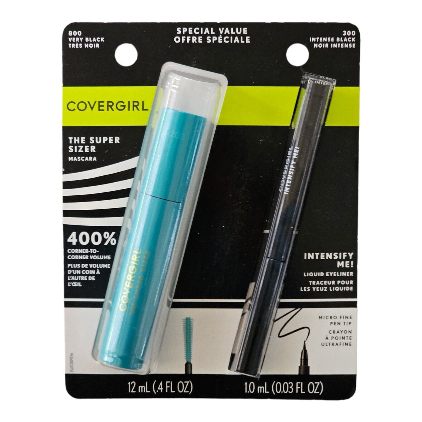 COVERGIRL The Super Sizer Mascara,Very Black 800+ Intensify Me! Liquid Eyeliner,