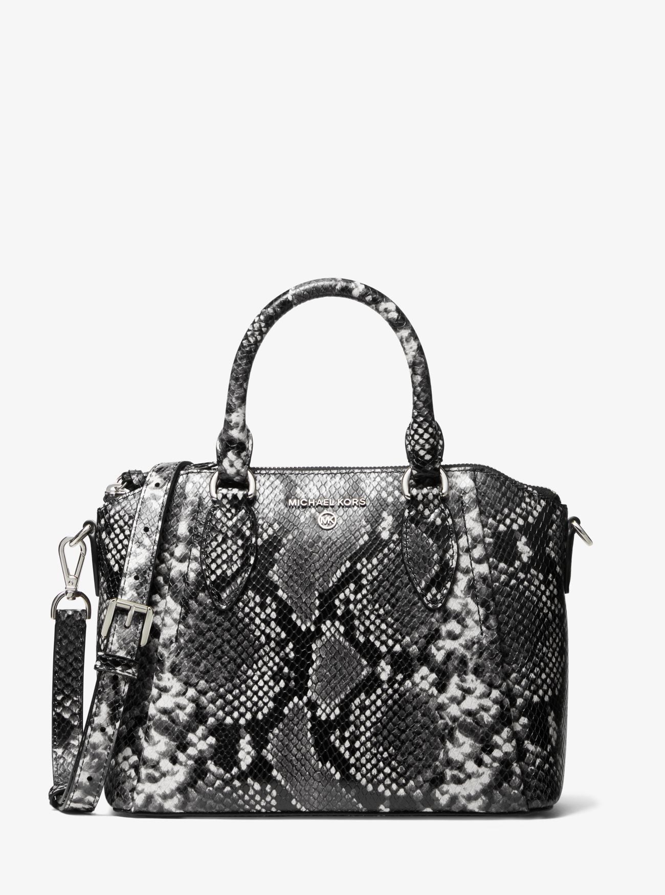 MICHAEL MICHAEL KORS Sienna Medium Python Embossed Leather Satchel,