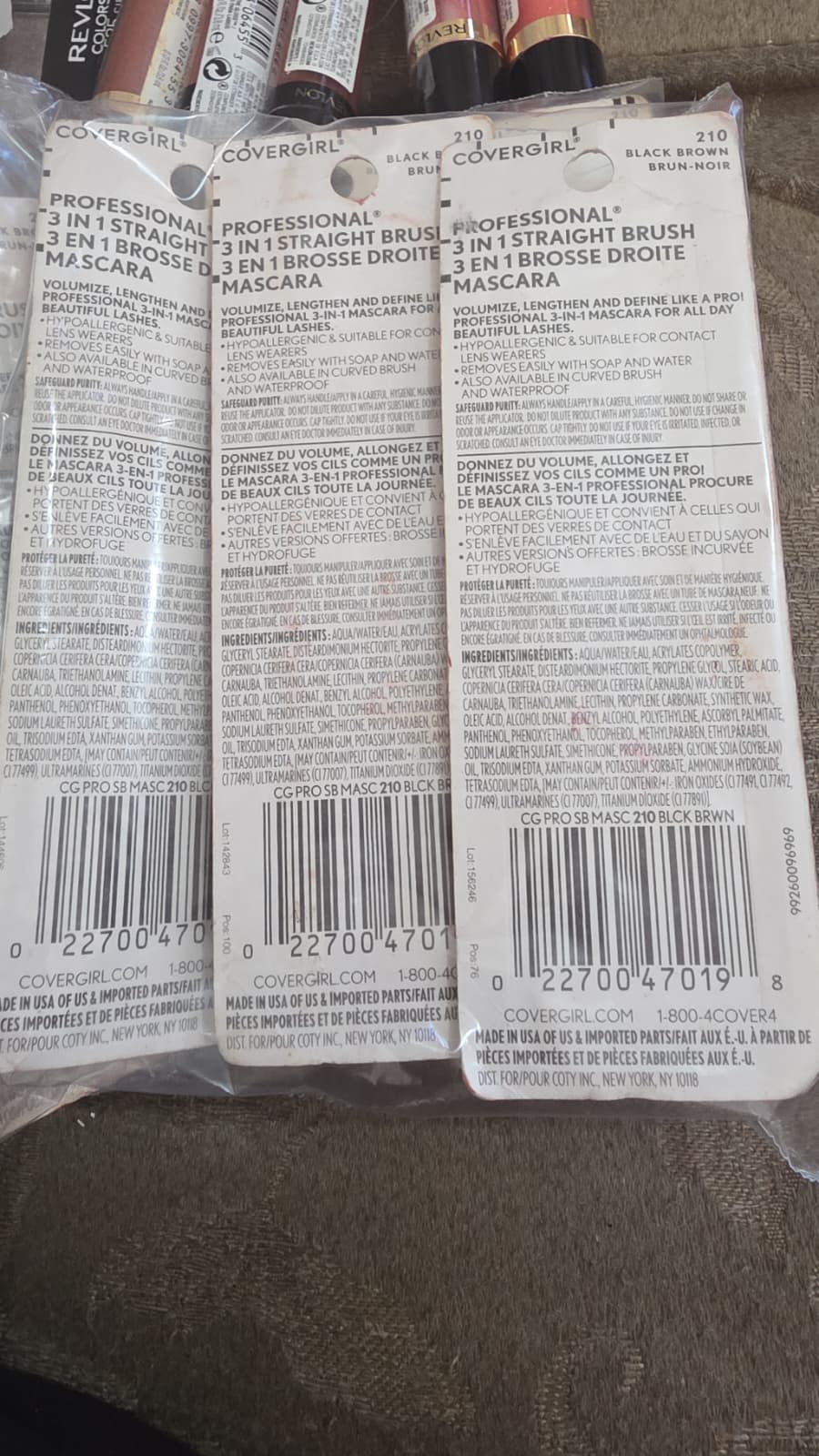 3X CoverGirl Mascara, 210 Black Brown – Lot of 3