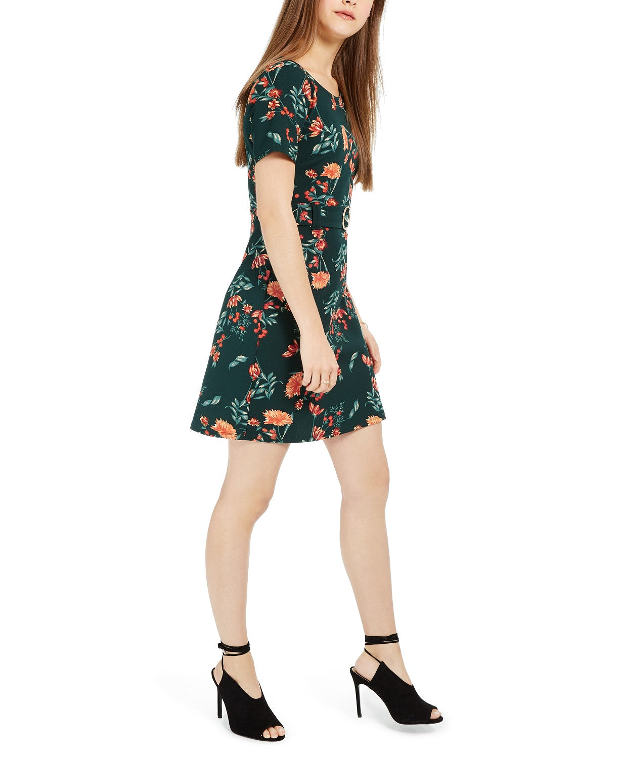 B Darlin Juniors' Belted Floral Dress,