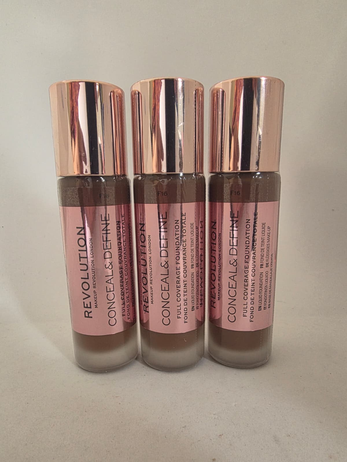 3X Makeup Revolution Conceal & Define Foundation, F16