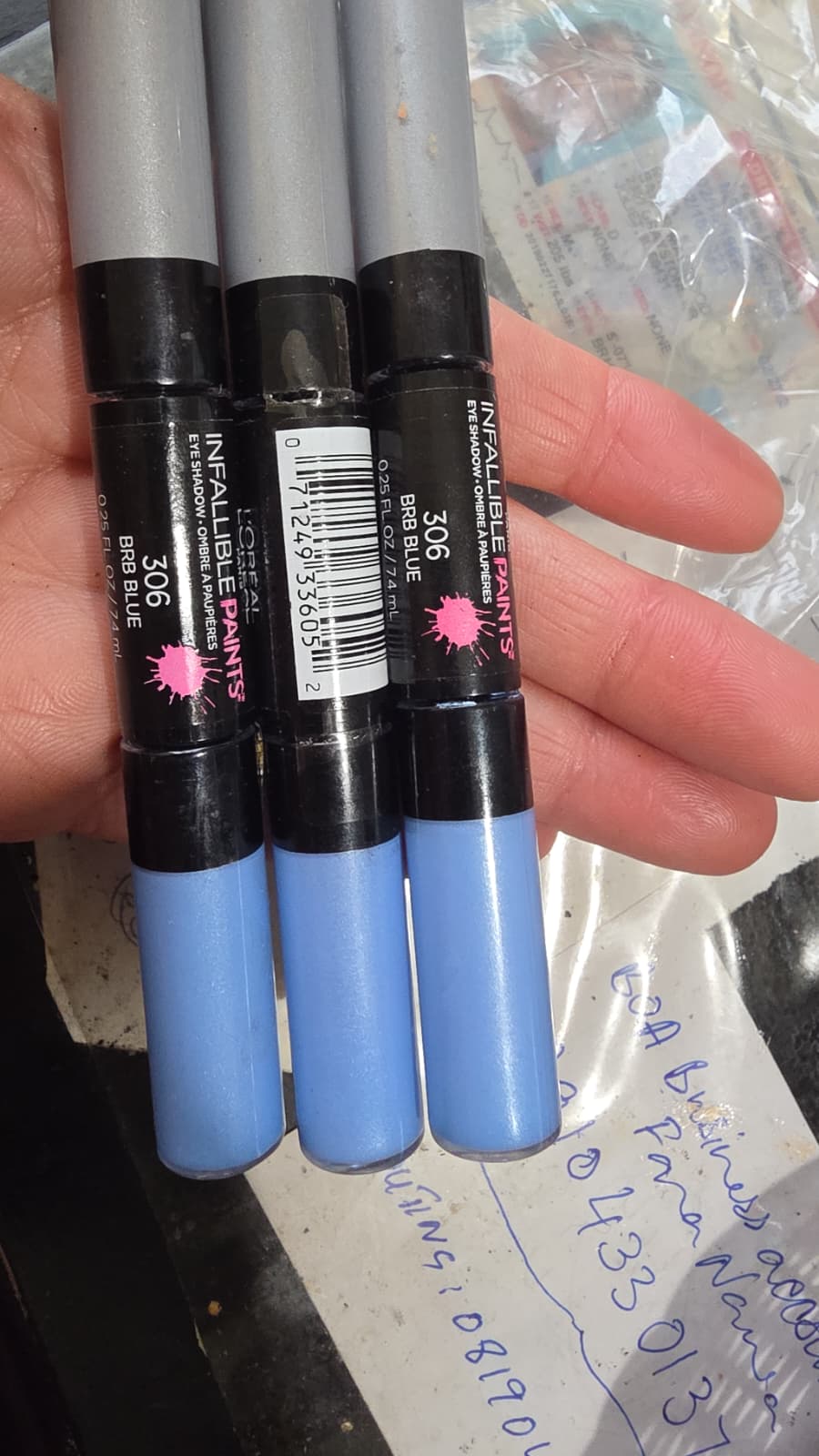 3X L'Oreal Paris Infallible Paints Eye Shadow, BRB Blue #306