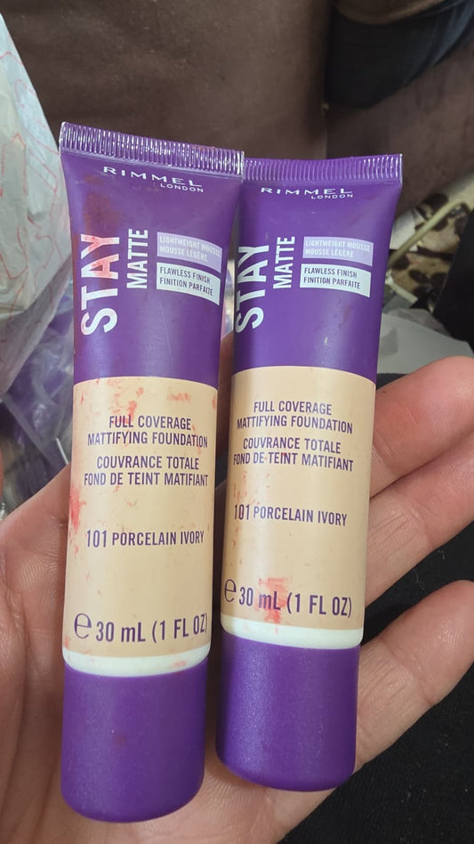 2X Rimmel London Stay Matte Foundation, 101 Porcelain Ivory
