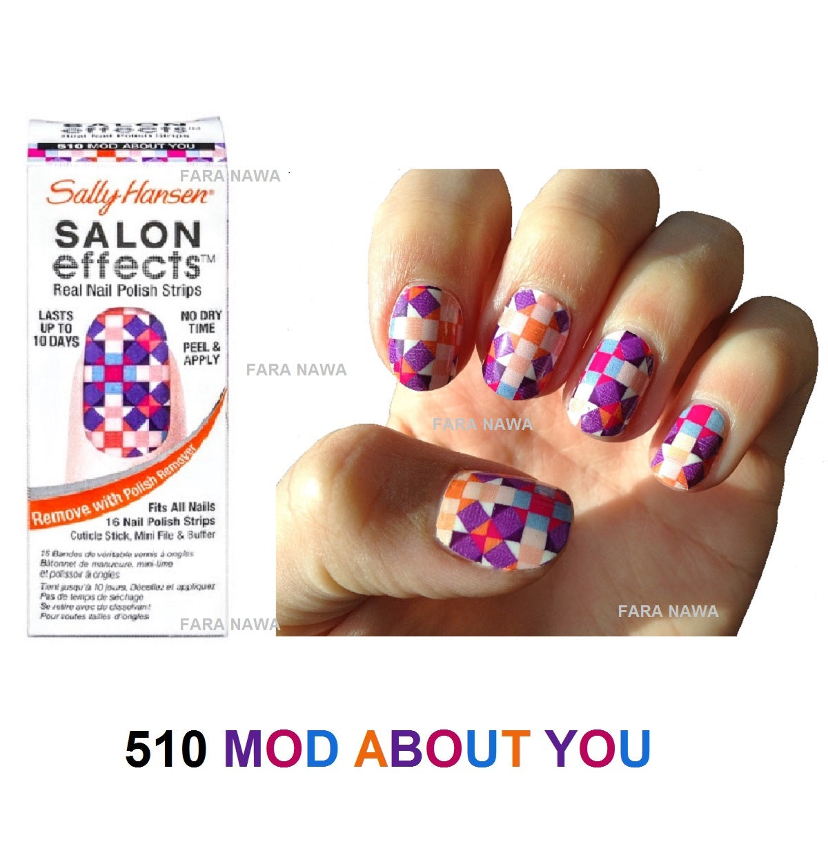 Sally Hansen Salon Effects Real Nail Polish Strips, LOT of 10