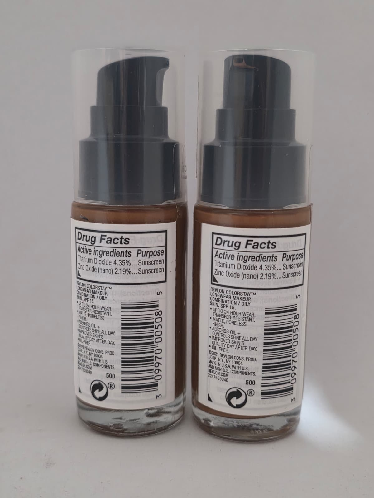 2X Revlon ColorStay Longwear Makeup Combination/Oily Skin, SPF 15, 500 Walnut