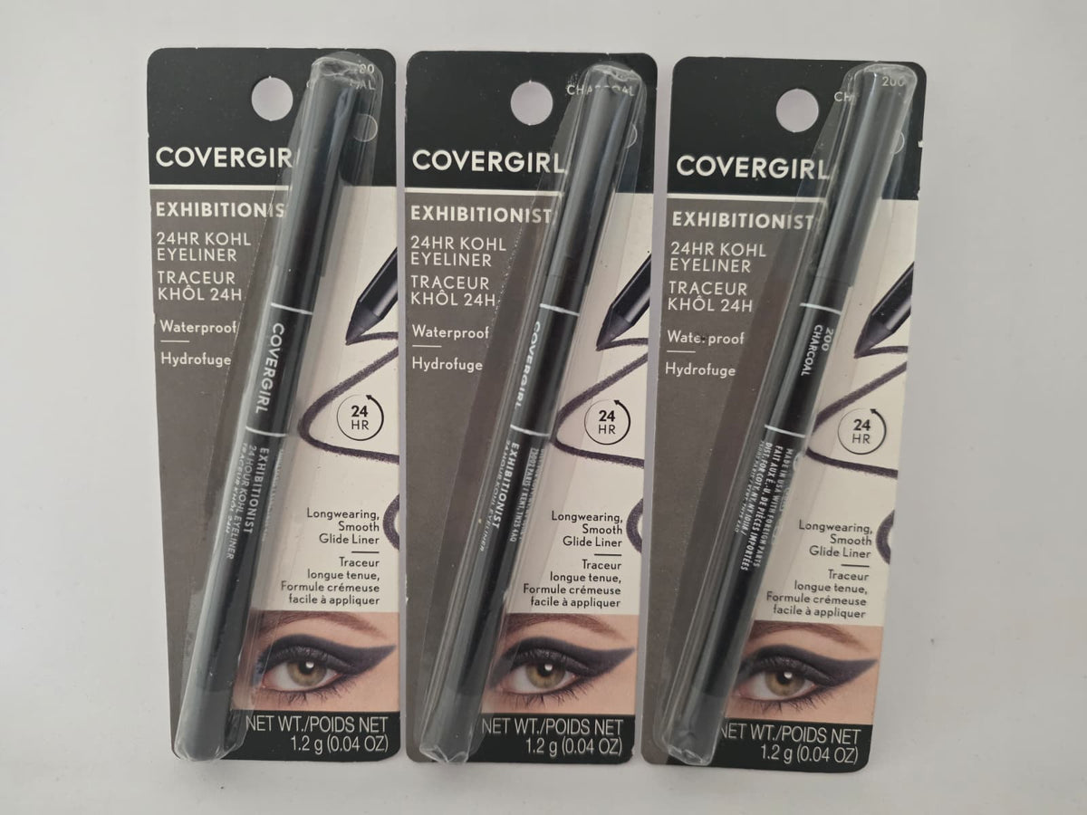 3X COVERGIRL Exhibitionist 24-Hour Waterproof Kohl Eyeliner, 200 Charcoal