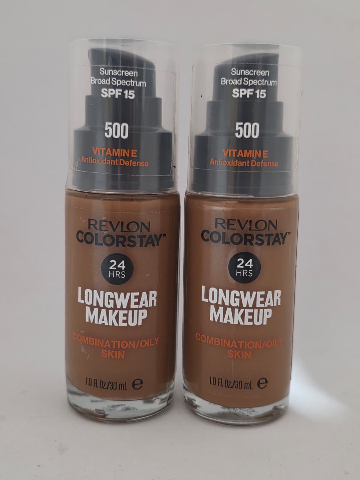 2X Revlon ColorStay Longwear Makeup Combination/Oily Skin, SPF 15, 500 Walnut