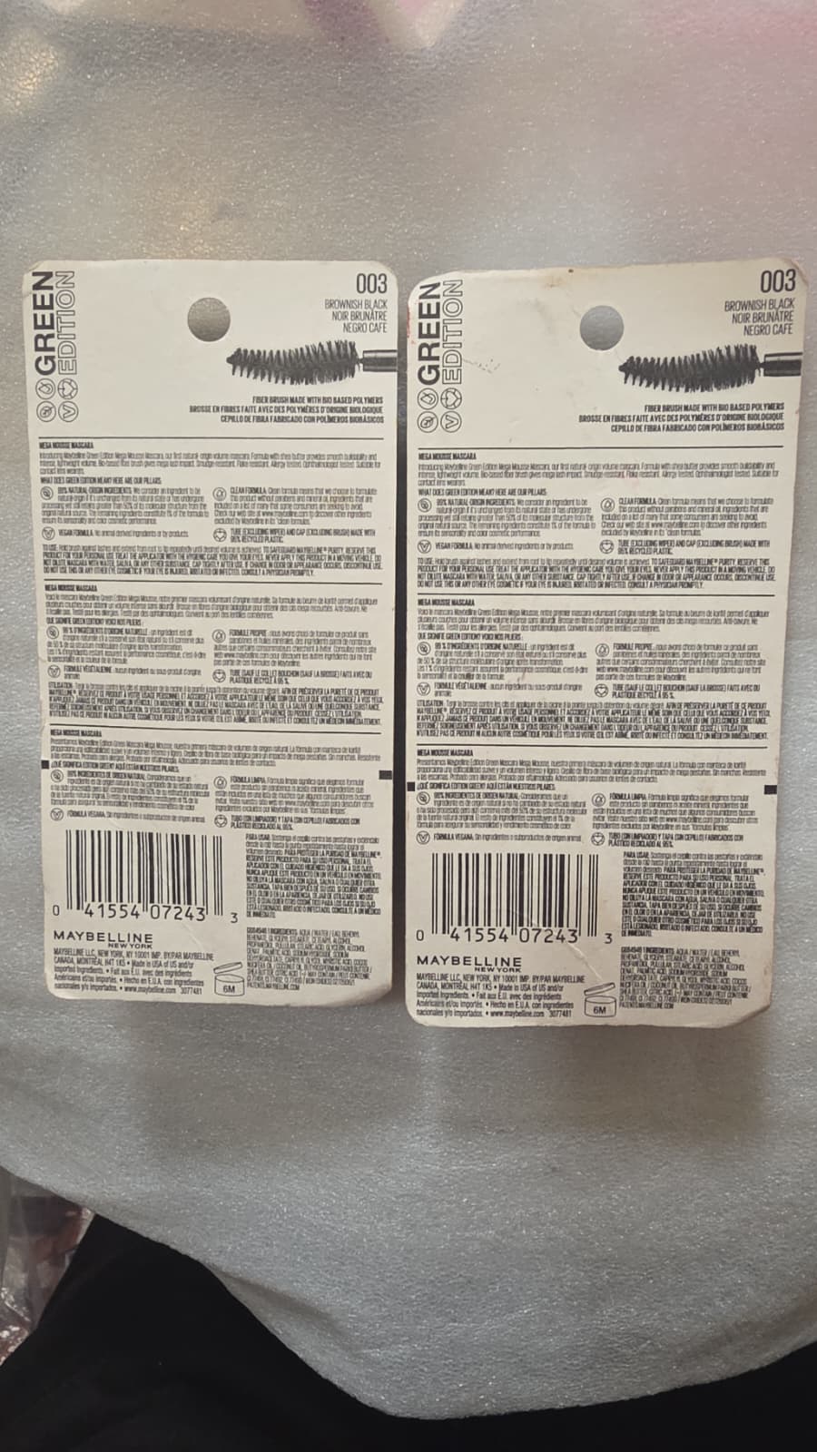 2X Maybelline New York Green Edition Mega Mousse Mascara, 003 Brownish Black