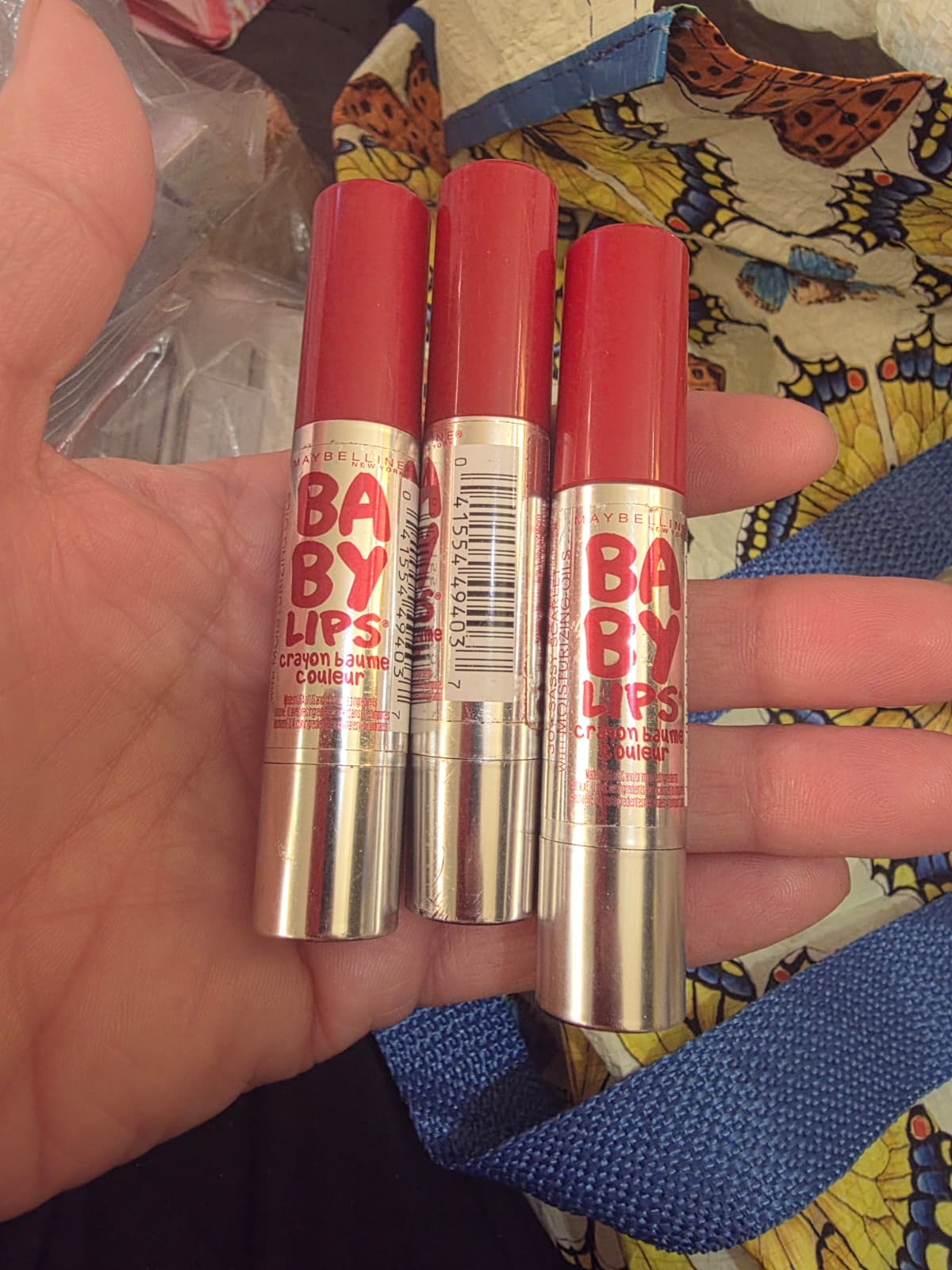 3X Maybelline Baby Lips Color Balm Crayon, Sassy Scarlet
