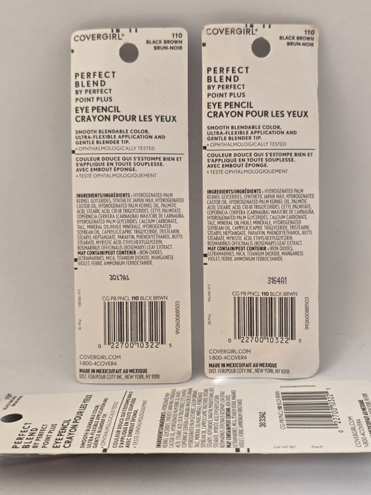3X CoverGirl Perfect Blend Eyeliner Pencil, 110 Black Brown