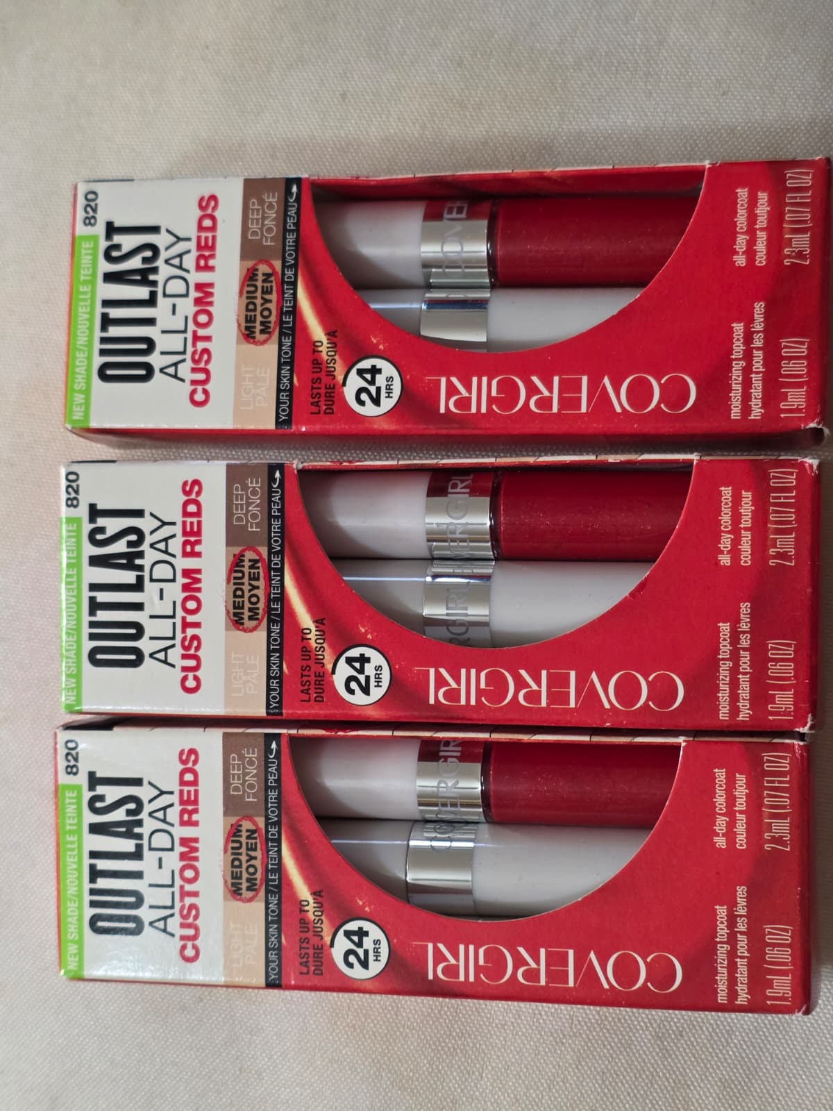 3X COVERGIRL Outlast All-Day Custom Reds Lip Color, 820 You're On Fire