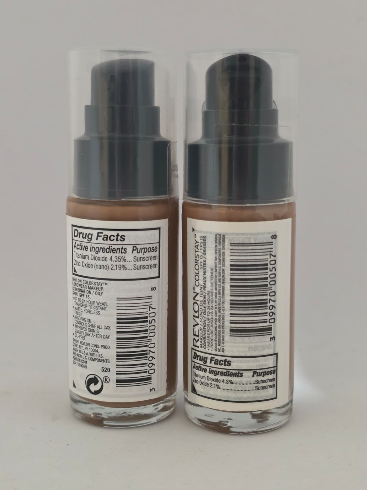 2X Revlon ColorStay Longwear Makeup Combination/Oily Skin, SPF 15, 520 Cocoa