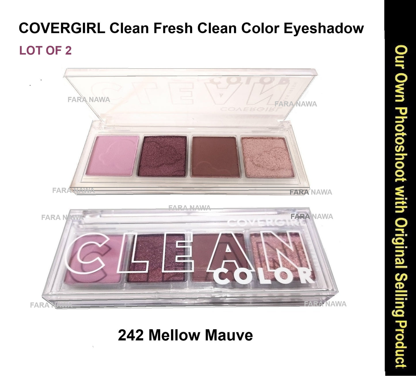 Lot of 2 COVERGIRL Clean Fresh Clean Color Eyeshadow, + Free Applicator 242 Mellow Mauve