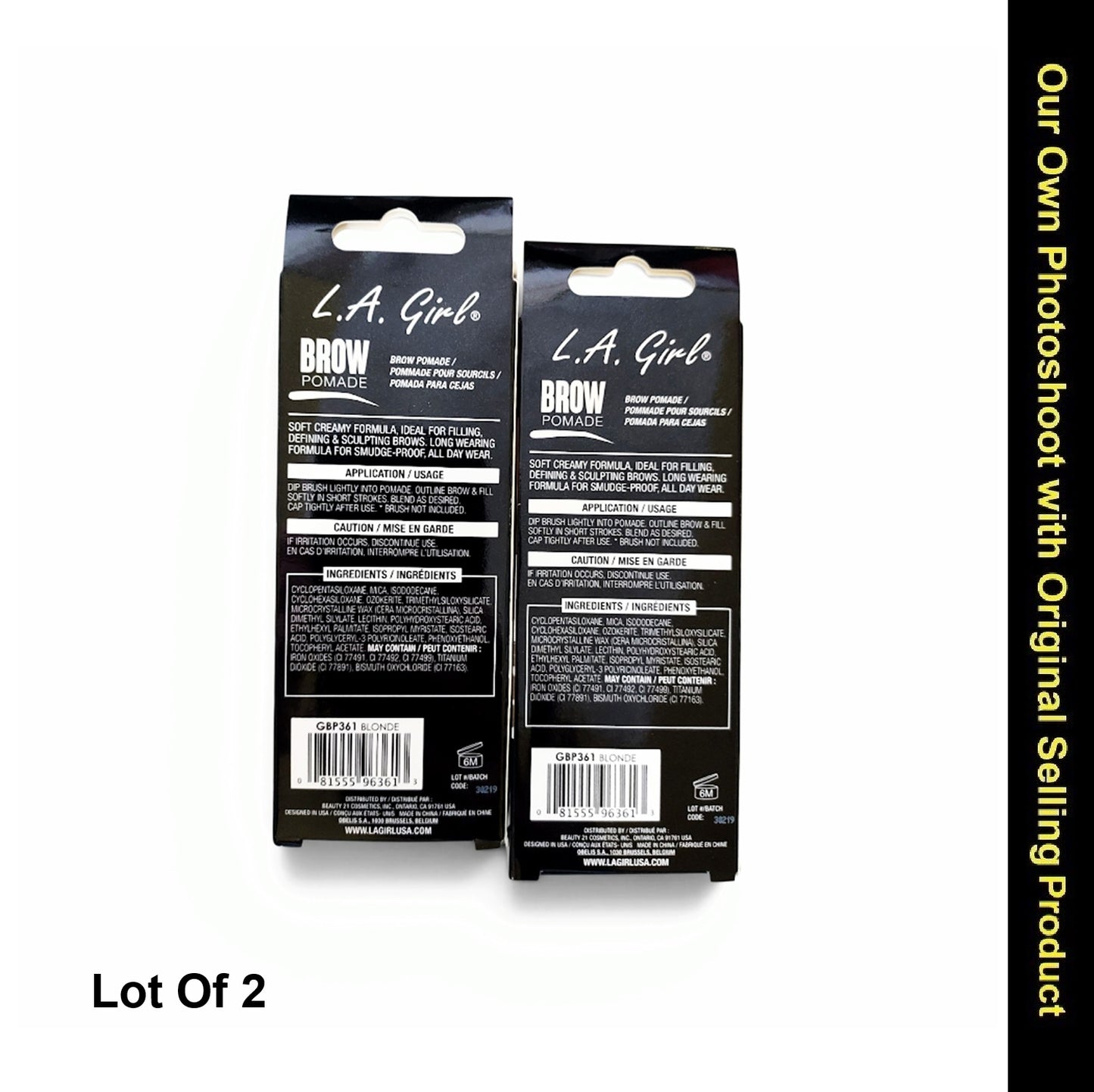 L.A. GIRL BROW POMADE Smudge Proof Water Resistant Long Lasting Gel Formula, LOT OF 2