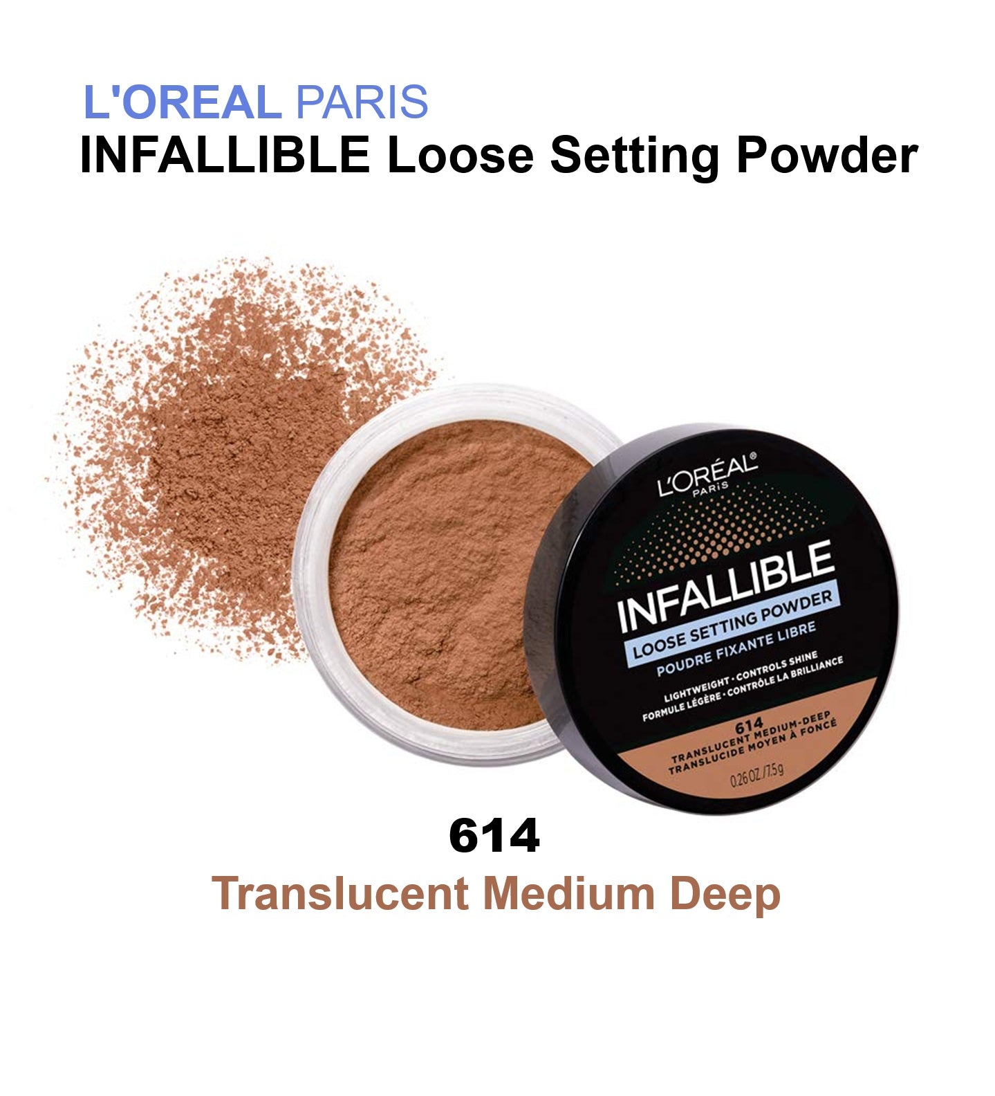 LOT OF 2 L'Oreal Paris Tinted Loose Setting Powder, Translucent Medium-Deep 614