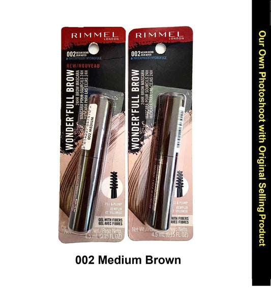 2X Rimmel London Wonder'Full Brow Mascara, 002 Medium Brown
