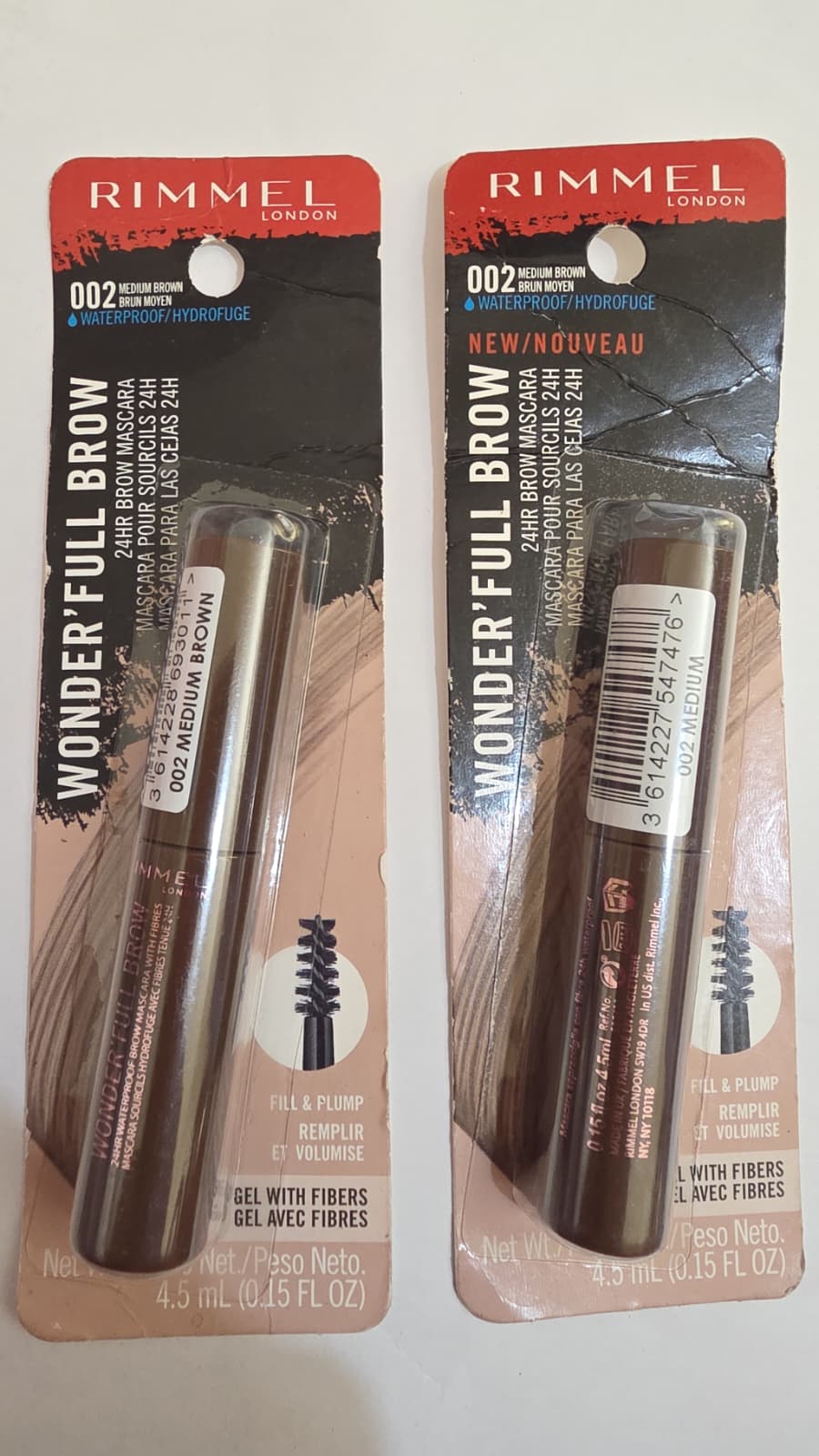 2X Rimmel London Wonder'Full Brow Mascara, 002 Medium Brown
