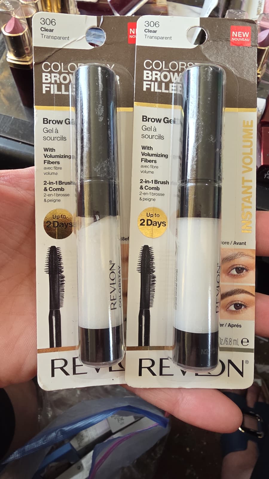 2X Revlon ColorStay Brow Fiber Filler Eyebrow Gel, 306 Clear