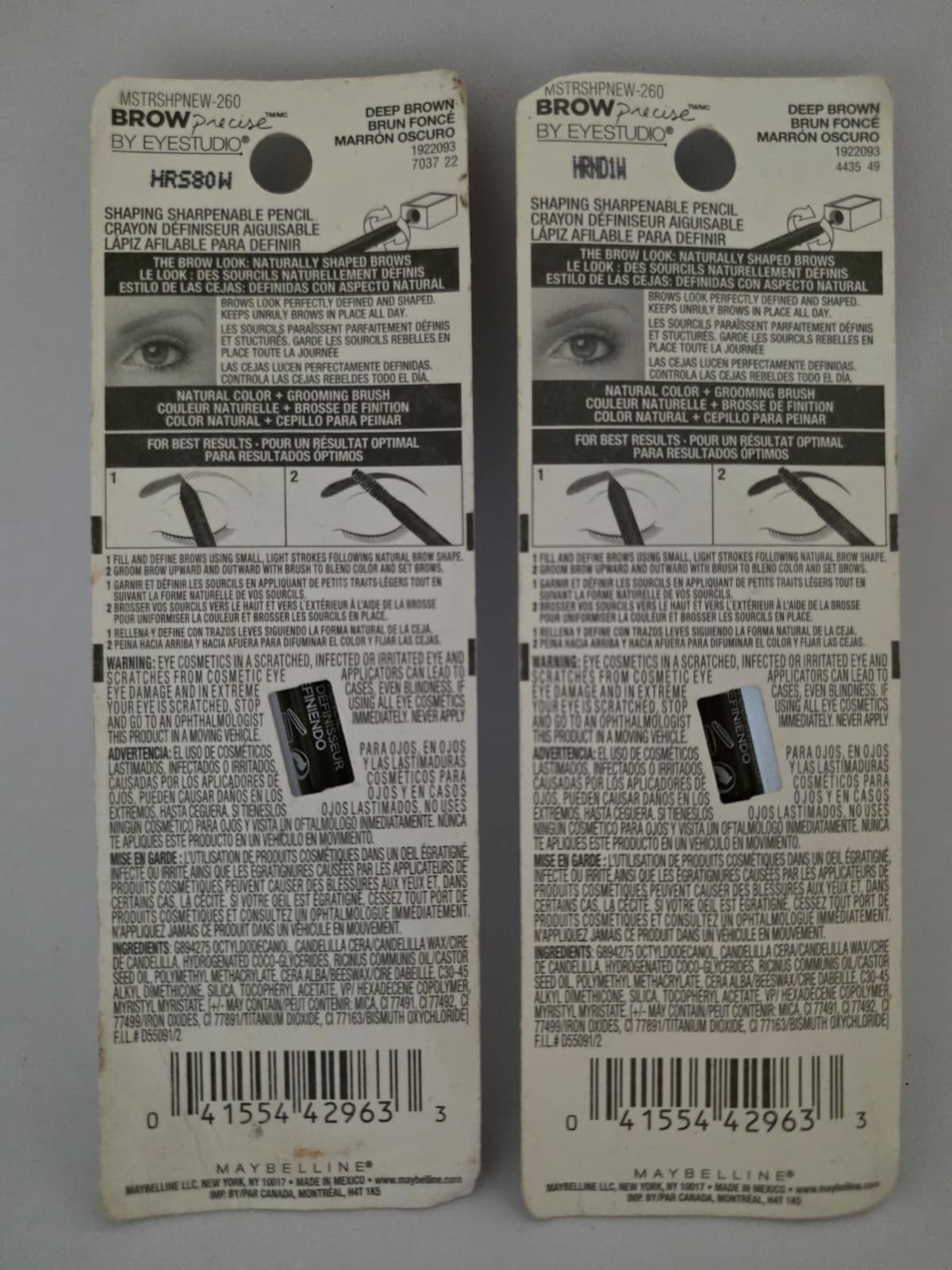 2X Maybelline EyeStudio Brow Precise Shaping Eyebrow Pencil, 260 Deep Brown