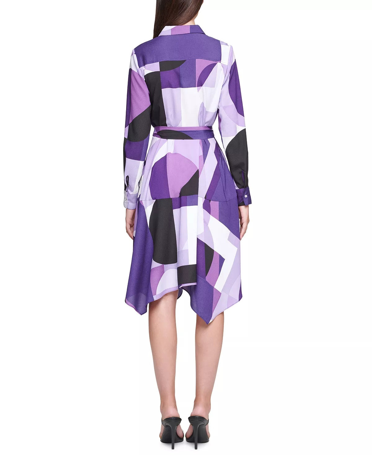 Calvin Klein Abstract Print Belted Shirt Dress, Size 8