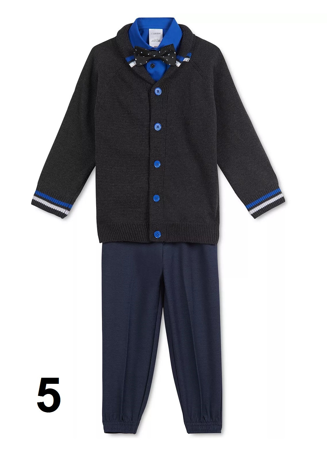 Calvin Klein Toddler Boys 4-Pc.Shawl-Collar Sweater, Shirt, Bow Tie & Pants Set,