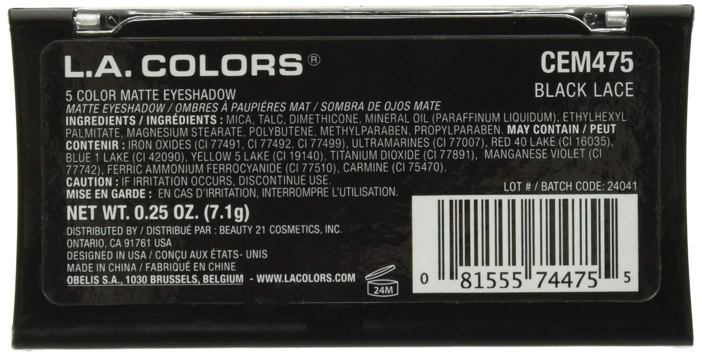 L.A. COLORS 5 Color Matte Eyeshadow Palette,