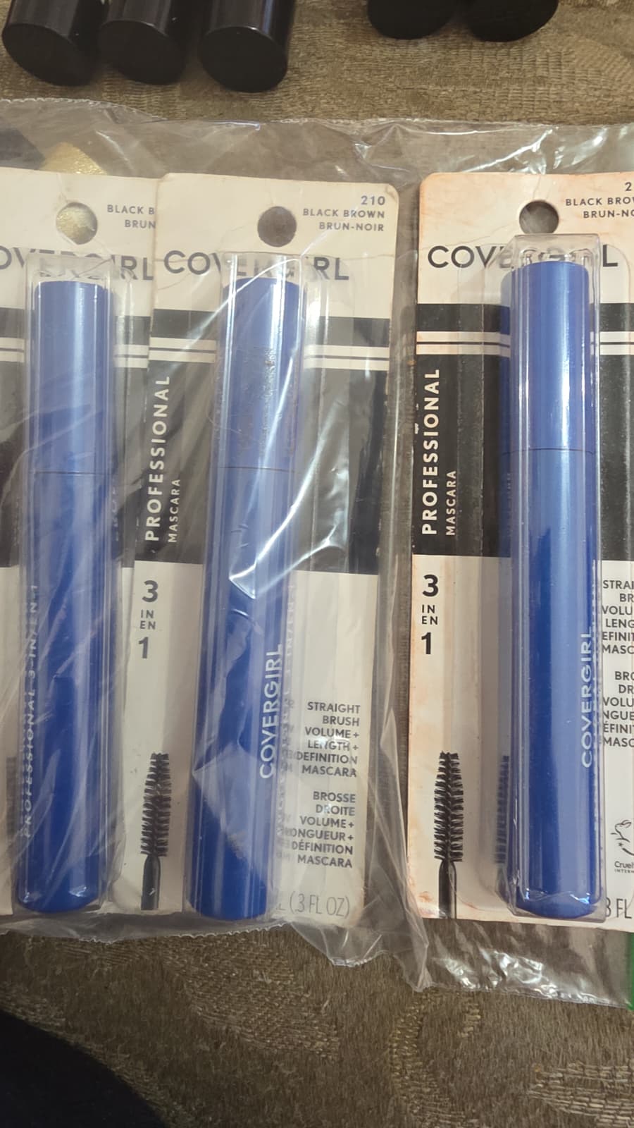 3X CoverGirl Mascara, 210 Black Brown – Lot of 3