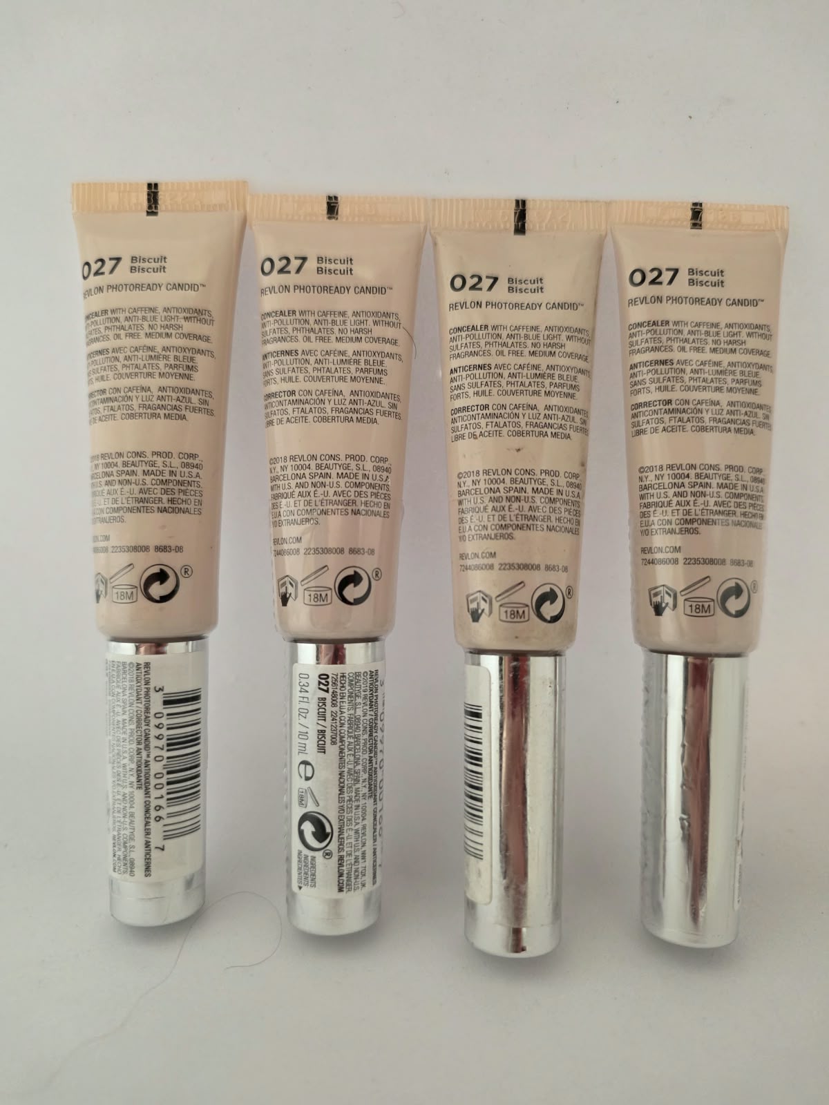 4X Revlon PhotoReady Candid Antioxidant Concealer, 027 Biscuit