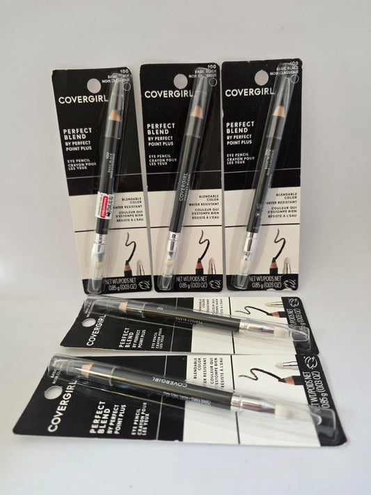 5X COVERGIRL Perfect Point Plus Blend Eyeliner Pencil, 100 Basic Black