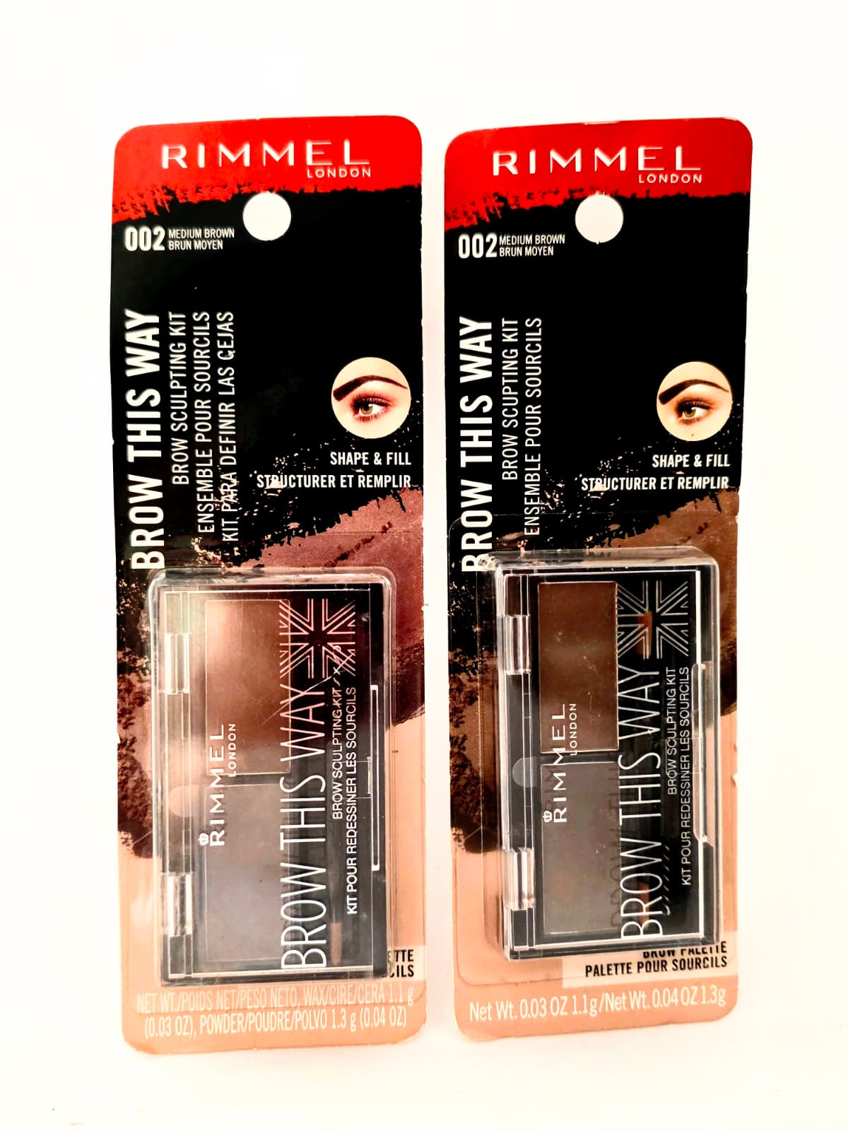 2X Rimmel London Brow This Way Brow Sculpting Kit, 002 Medium Brown
