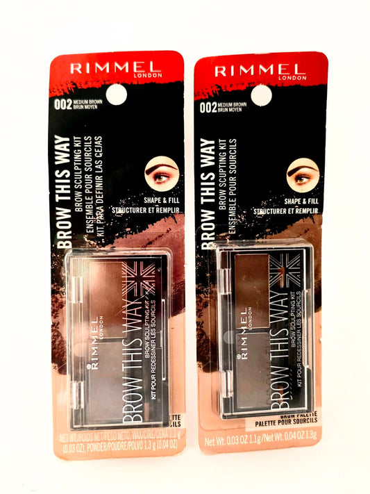 2X Rimmel London Brow This Way Brow Sculpting Kit, 002 Medium Brown
