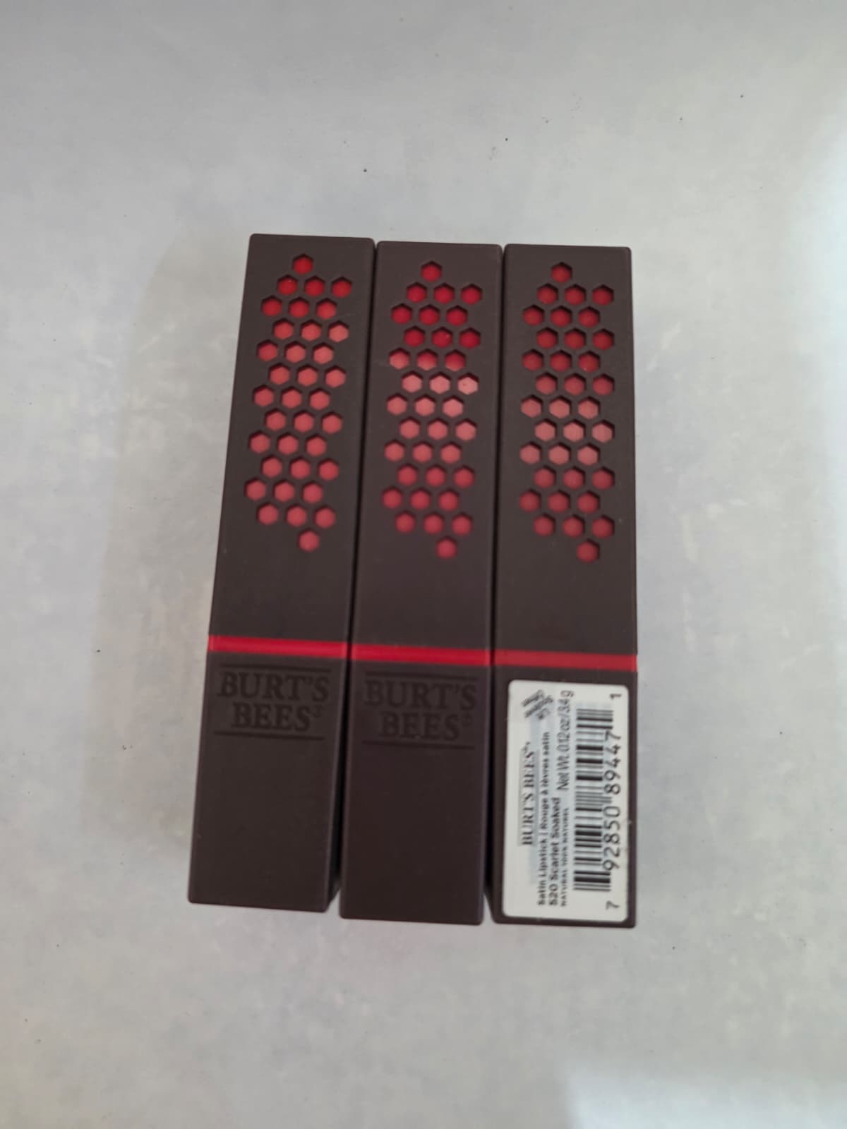 3X Burt's Bees 100% Natural Moisturizing Lipstick, 520 Scarlet Soaked