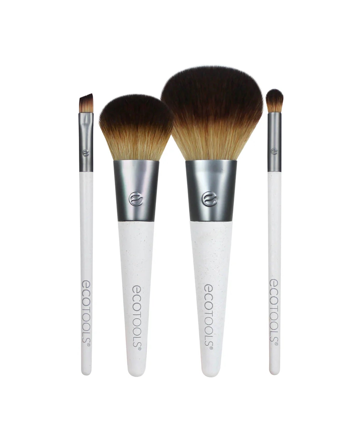 EcoTools On-The-Go Makeup Brush Kit, Travel-Friendly Brush Set, 4 Brush with Bag