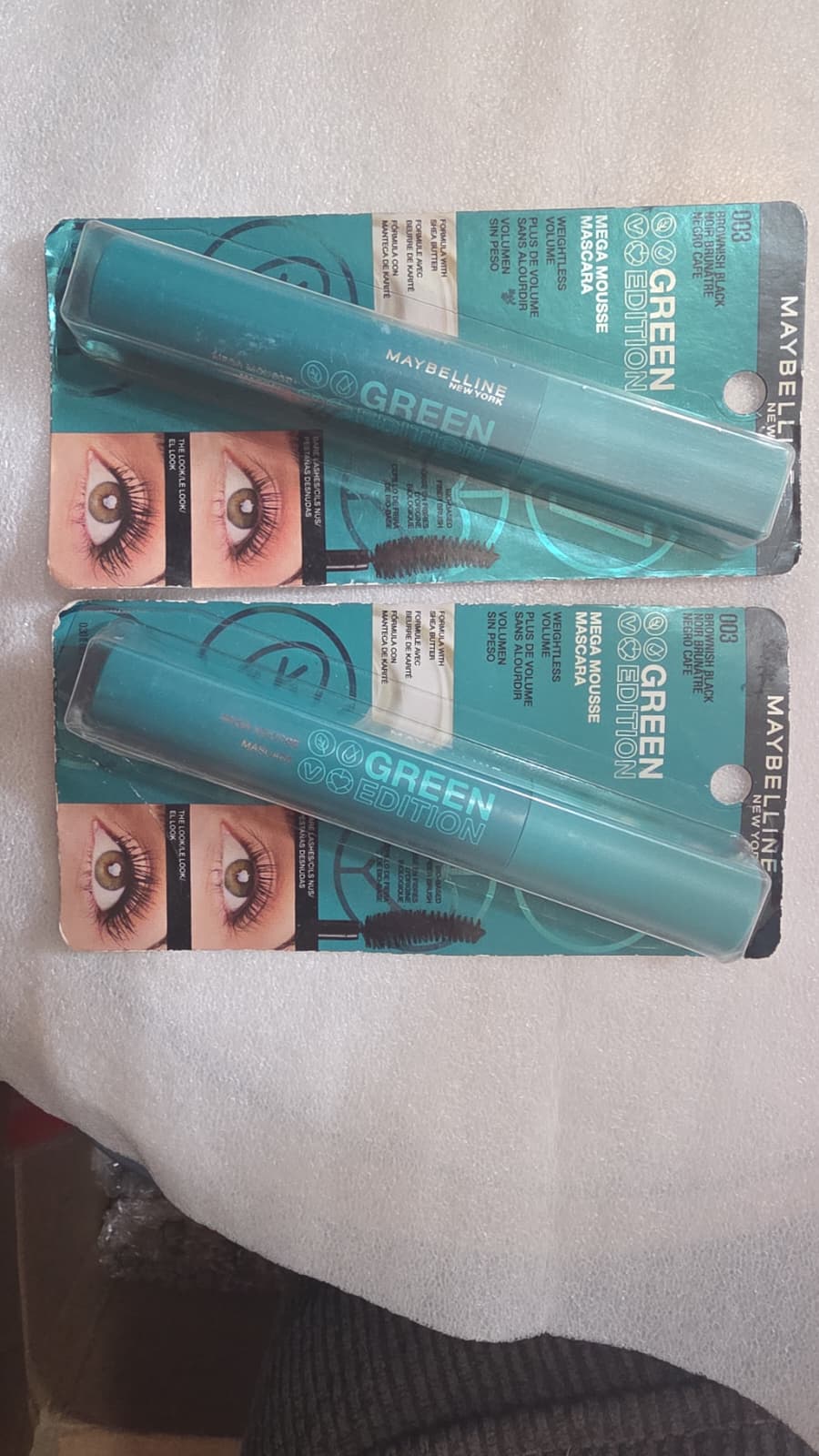 2X Maybelline New York Green Edition Mega Mousse Mascara, 003 Brownish Black