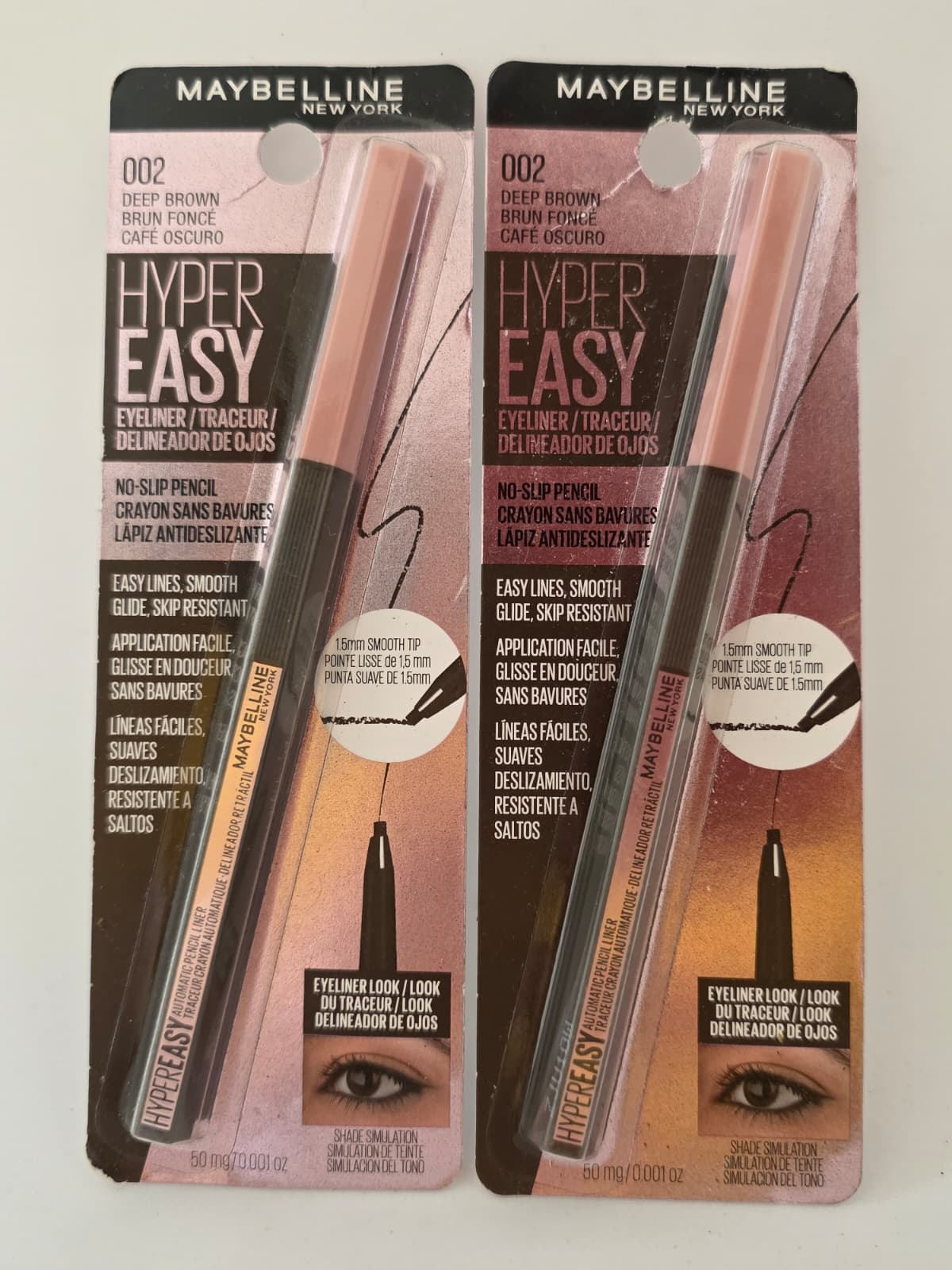 2X Maybelline New York Hyper Easy No-Slip Pencil Eyeliner, 002 Deep Brown