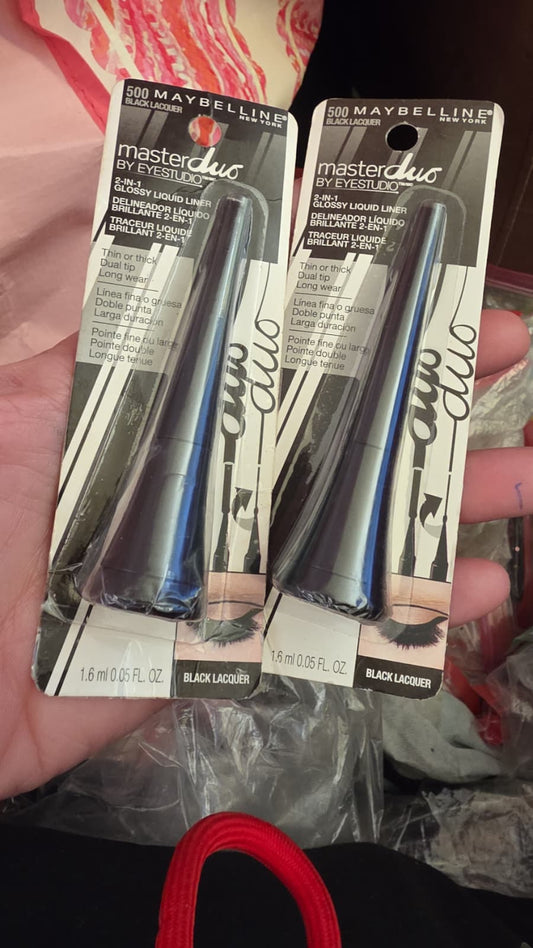 2X Maybelline Eye Studio Master Duo Glossy Liquid Liner, 500 Black Lacquer