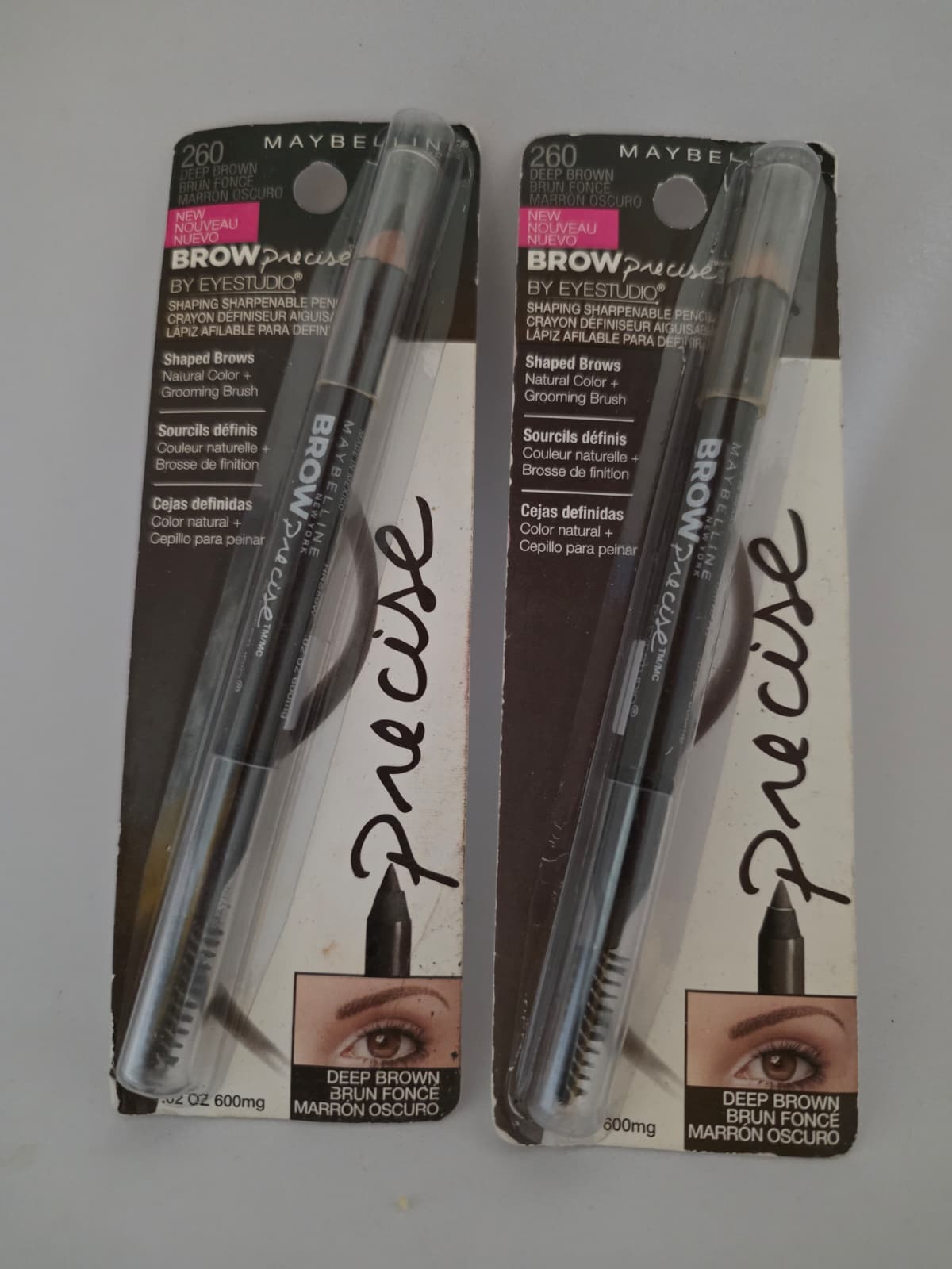 2X Maybelline EyeStudio Brow Precise Shaping Eyebrow Pencil, 260 Deep Brown