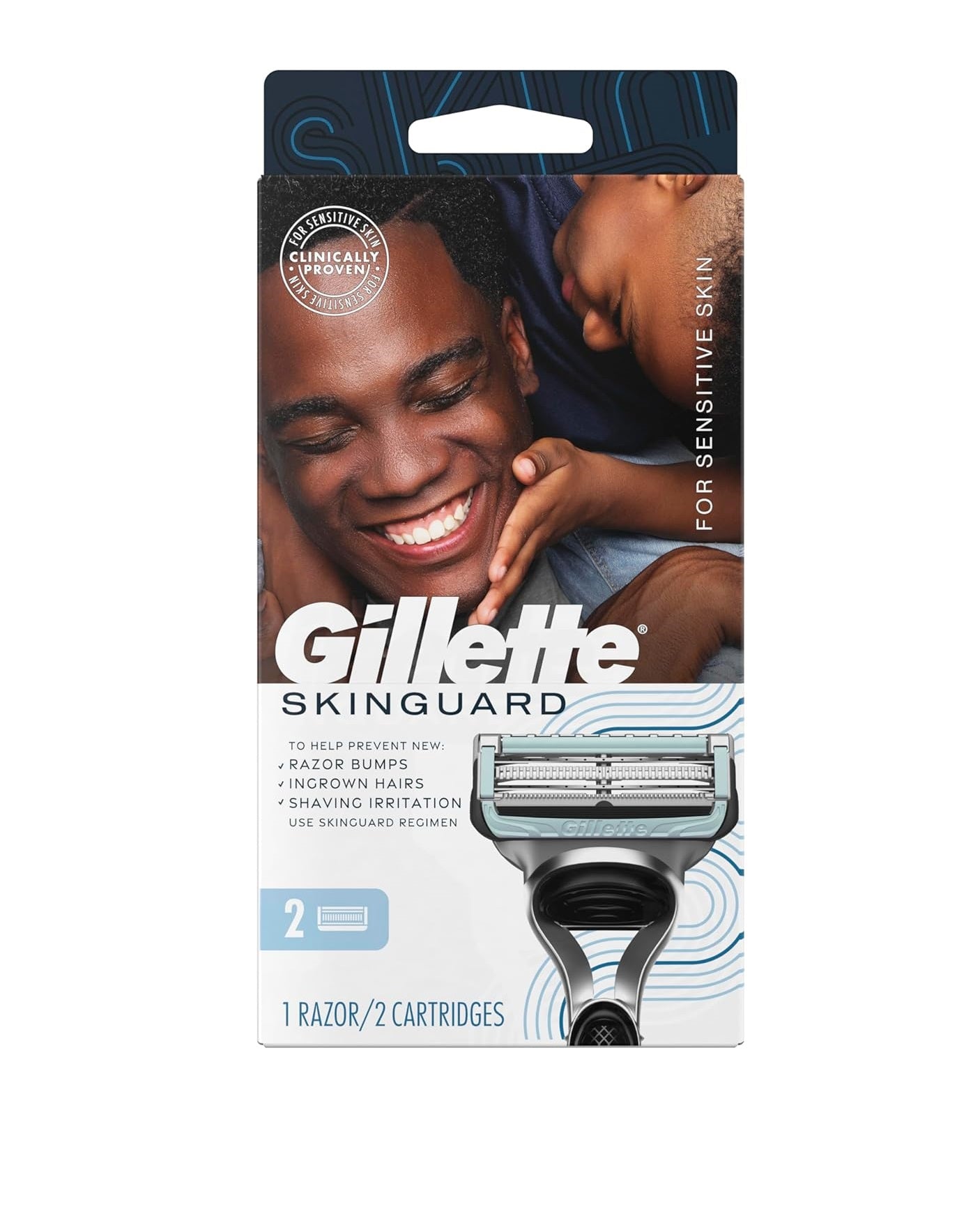 Gillette SkinGuard Men's Razor Handle and 2 Blade Refills,