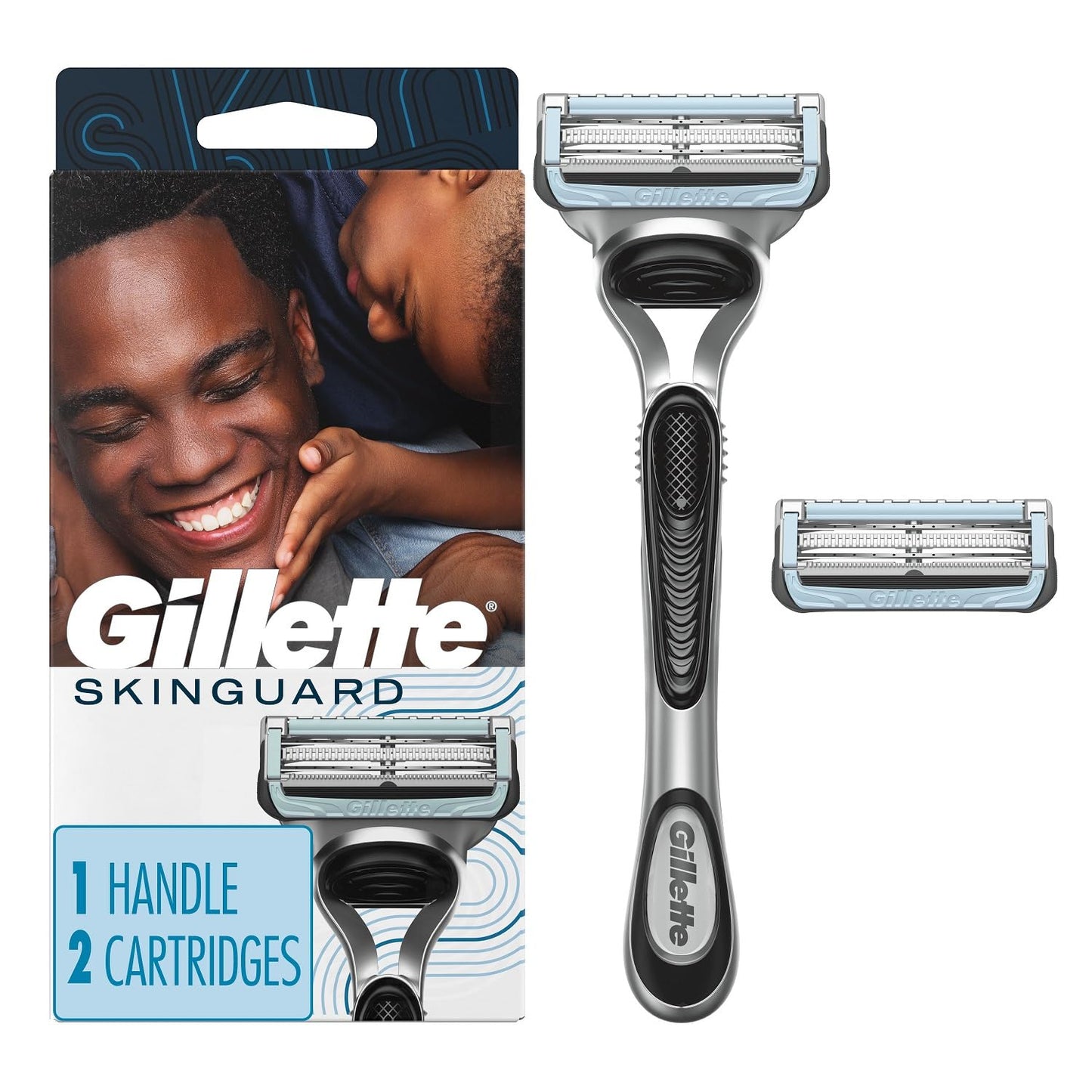 Gillette SkinGuard Men's Razor Handle and 2 Blade Refills,