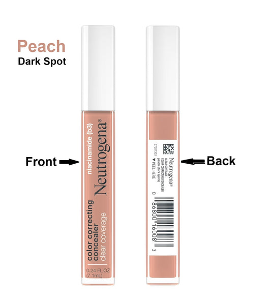 Neutrogena Clear Coverage Correcting Peach Concealer, Peach, Lot of 2