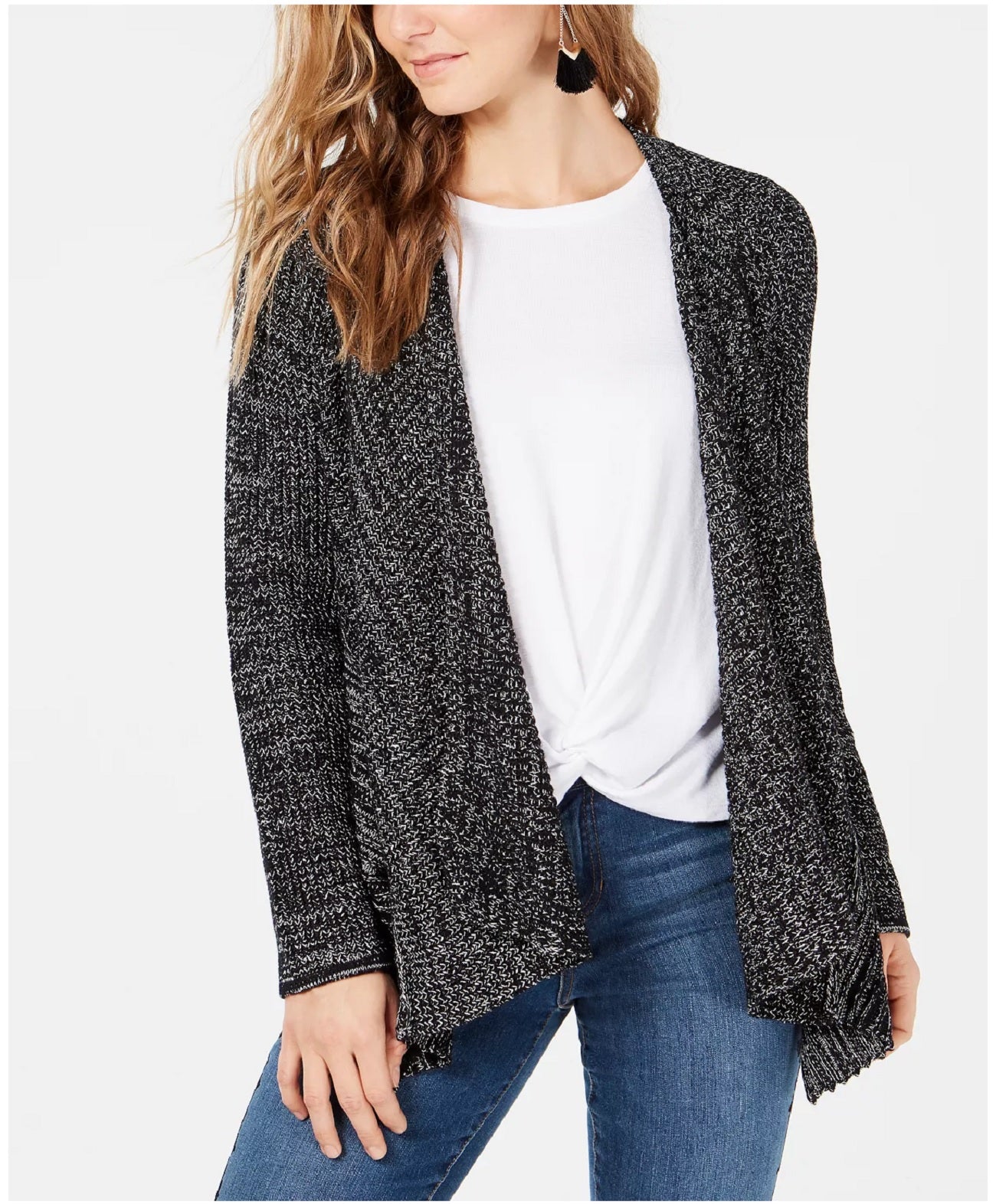 Style & Co Women's Marled Draped Front Cardigan,