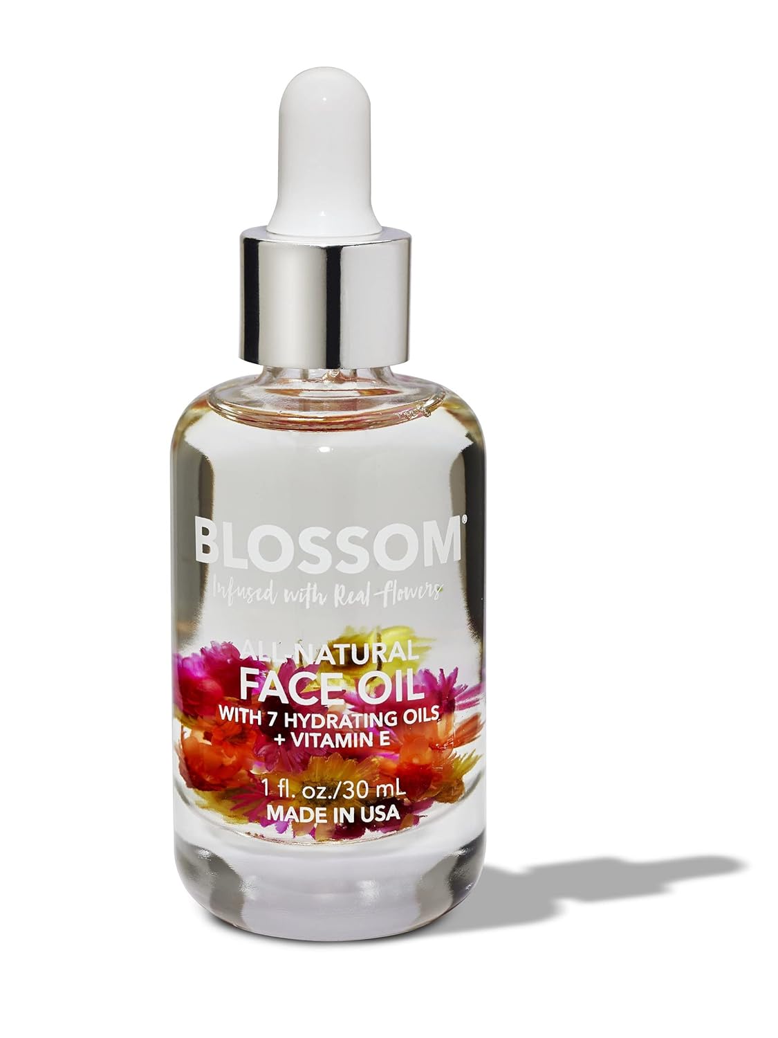 Blossom Unscented All Natural, FACE OIL Vitamin E, with Real Flowers Oil, 0.5oz