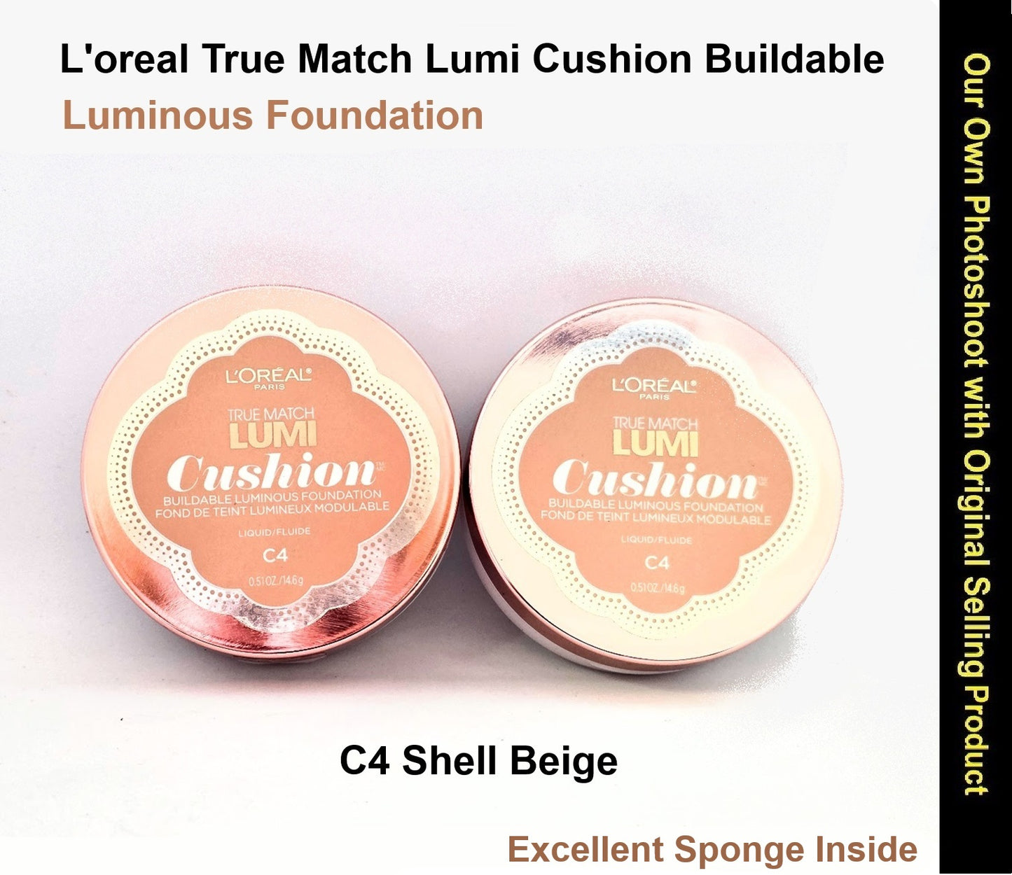 2X L'Oreal True Match Lumi Cushion Luminous Foundation, C4 Shell Beige