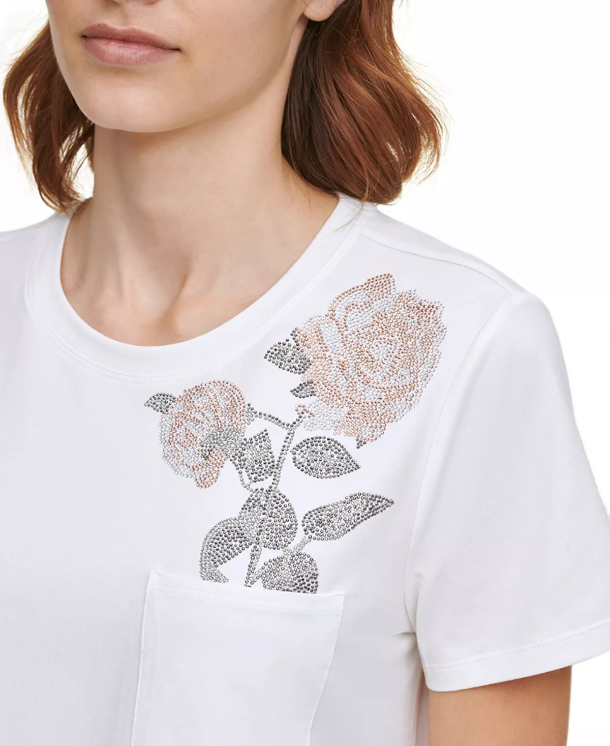 Calvin Klein Embellished Rose T-Shirt, Size L