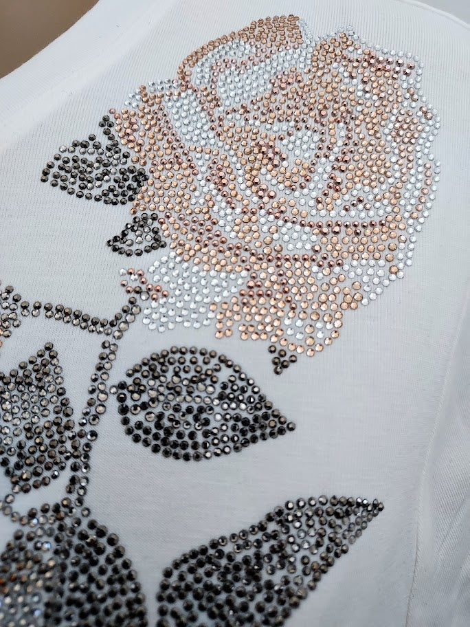 Calvin Klein Embellished Rose T-Shirt, Size L