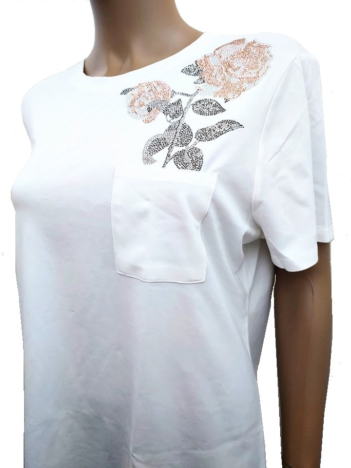 Calvin Klein Embellished Rose T-Shirt, Size L