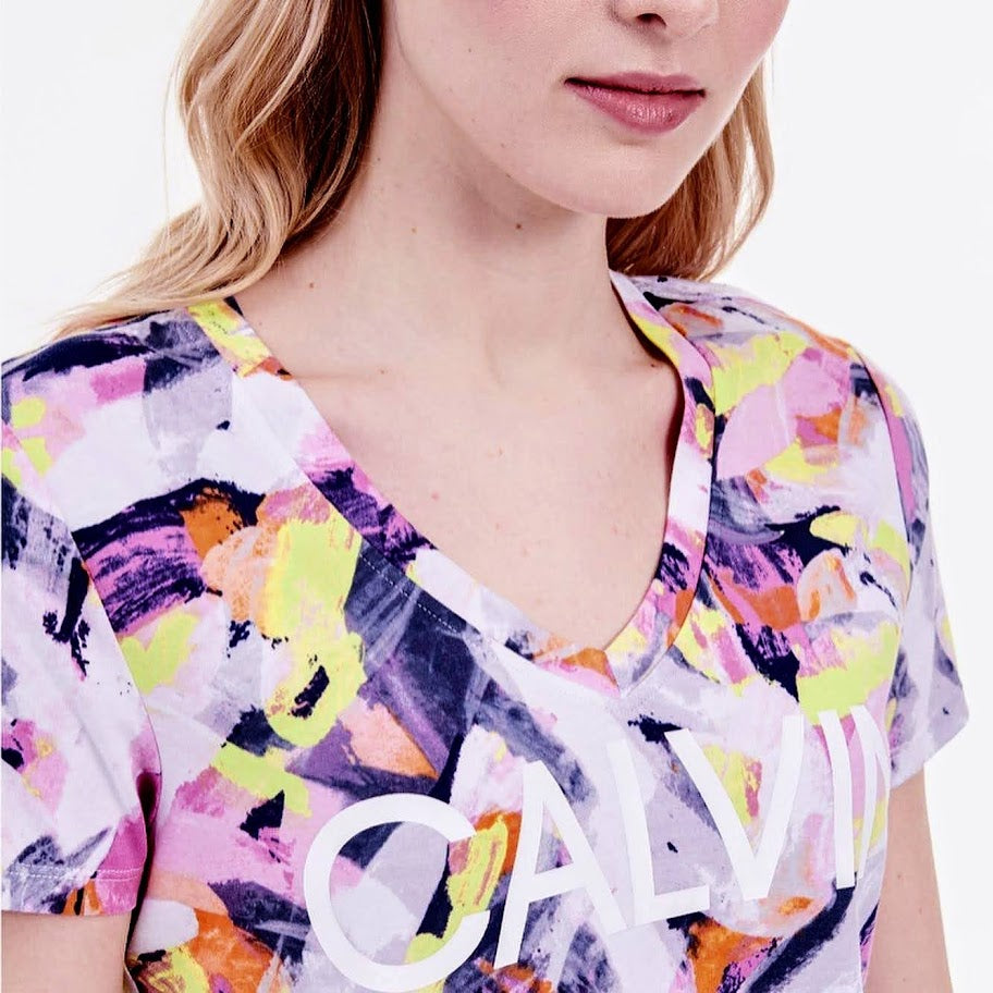 Calvin Klein Performance Plus Size V-Neck Printed Logo T-Shirt, 1X