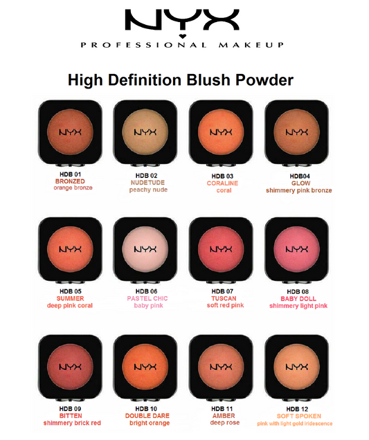 NYX PROFESSIONAL MAKEUP High-Definition Blush Powder, 16 Shade's