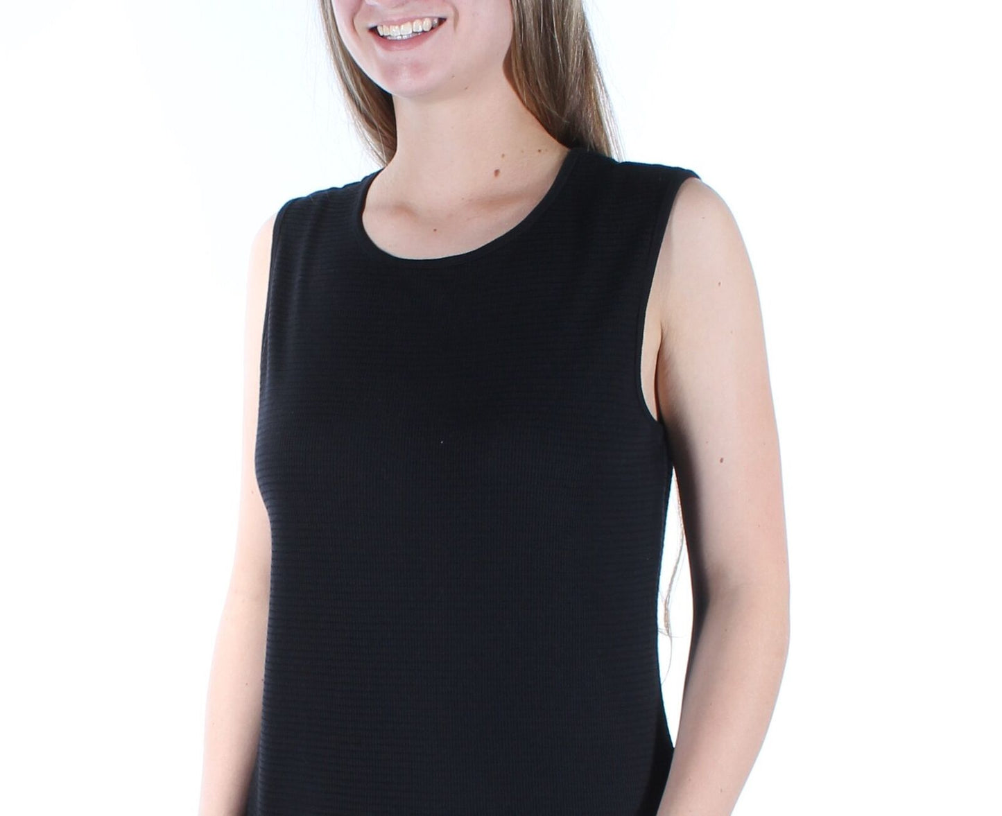 Karen Scott Textured Cotton Blend Tank Top, XXL, Black